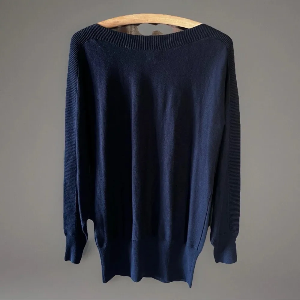 Alfani Boat Neck Sweater Women's Long Sleeve Navy Lg NWT Classic Business Casual Blue - Image 3