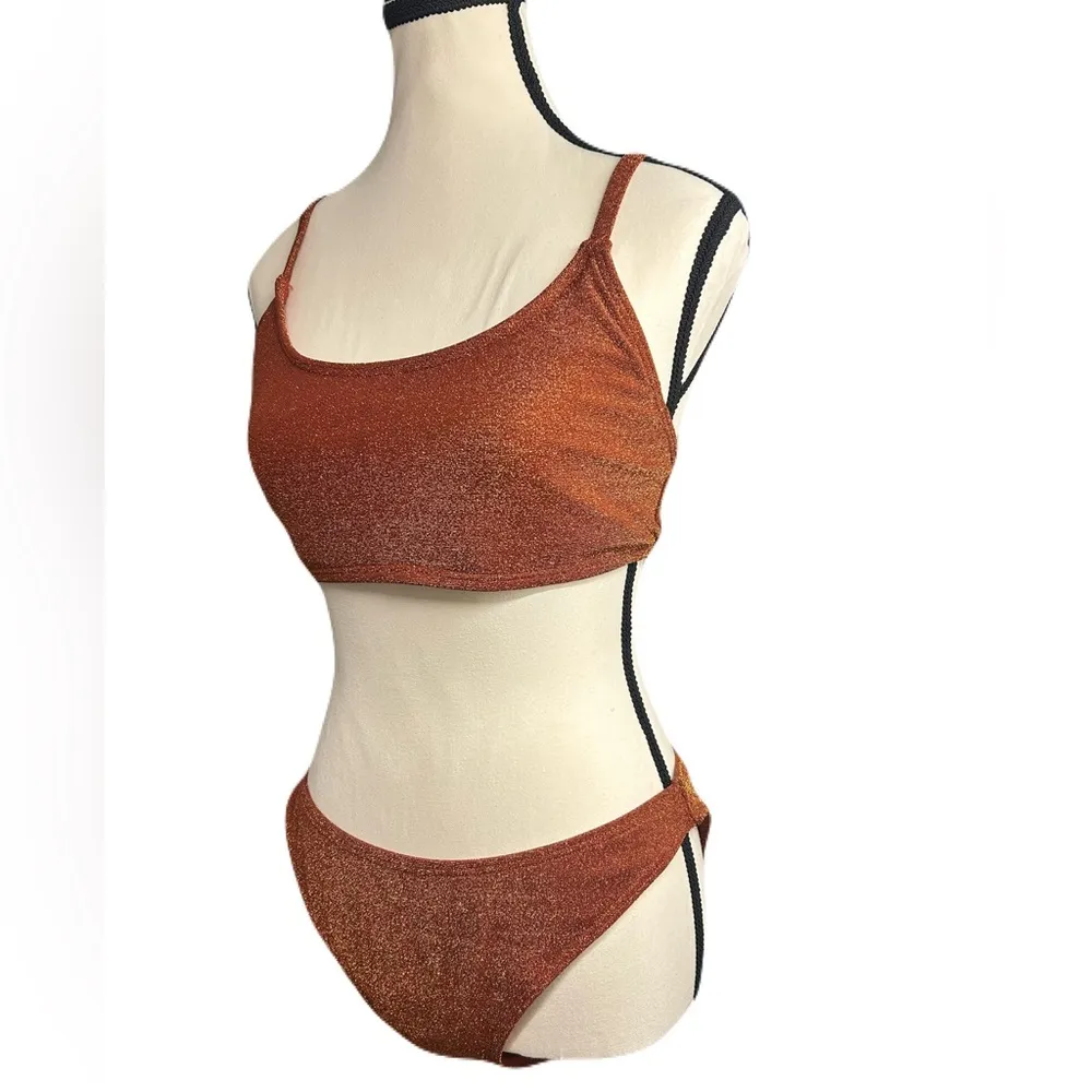 ATTRACO Metallic Lurex Bikini Set Rust Orange XL UPF 50 - Image 5