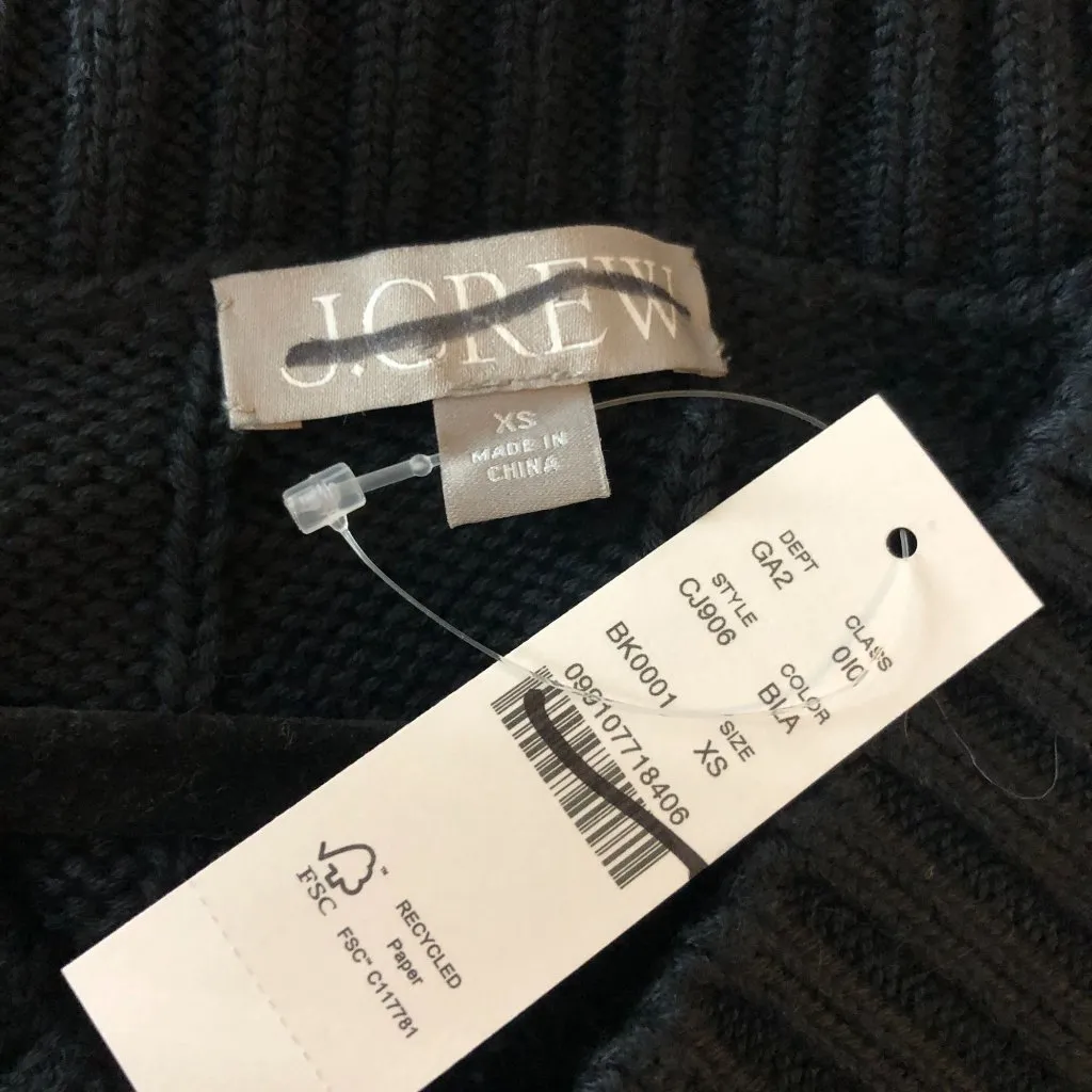 J Crew Womens Heritage Cotton Relaxed V-Neck Sweater Oversized Black XS - Image 4