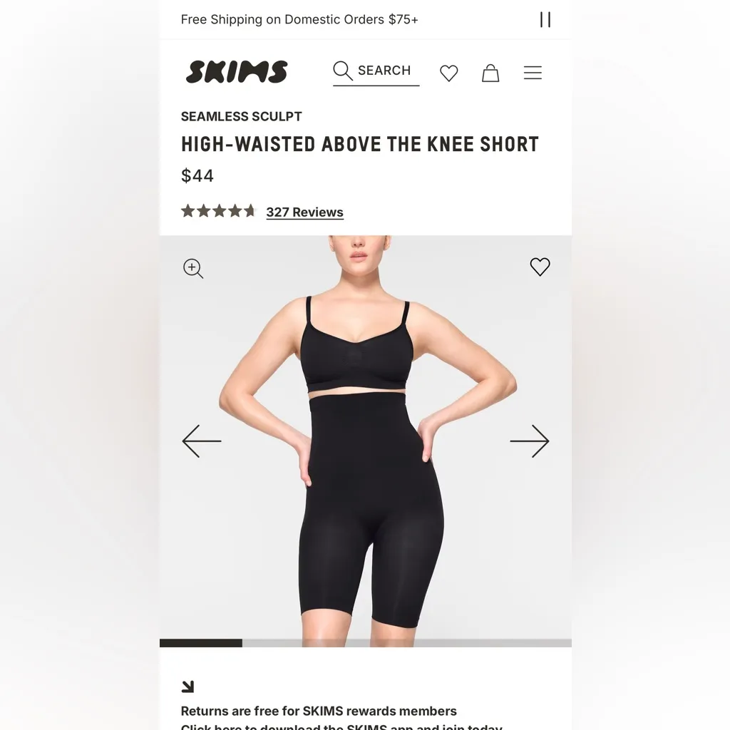 SKIMS Onyx Black Sculpting High Waisted‎ Above the knee Shaping Mid Thigh Size L - Image 8