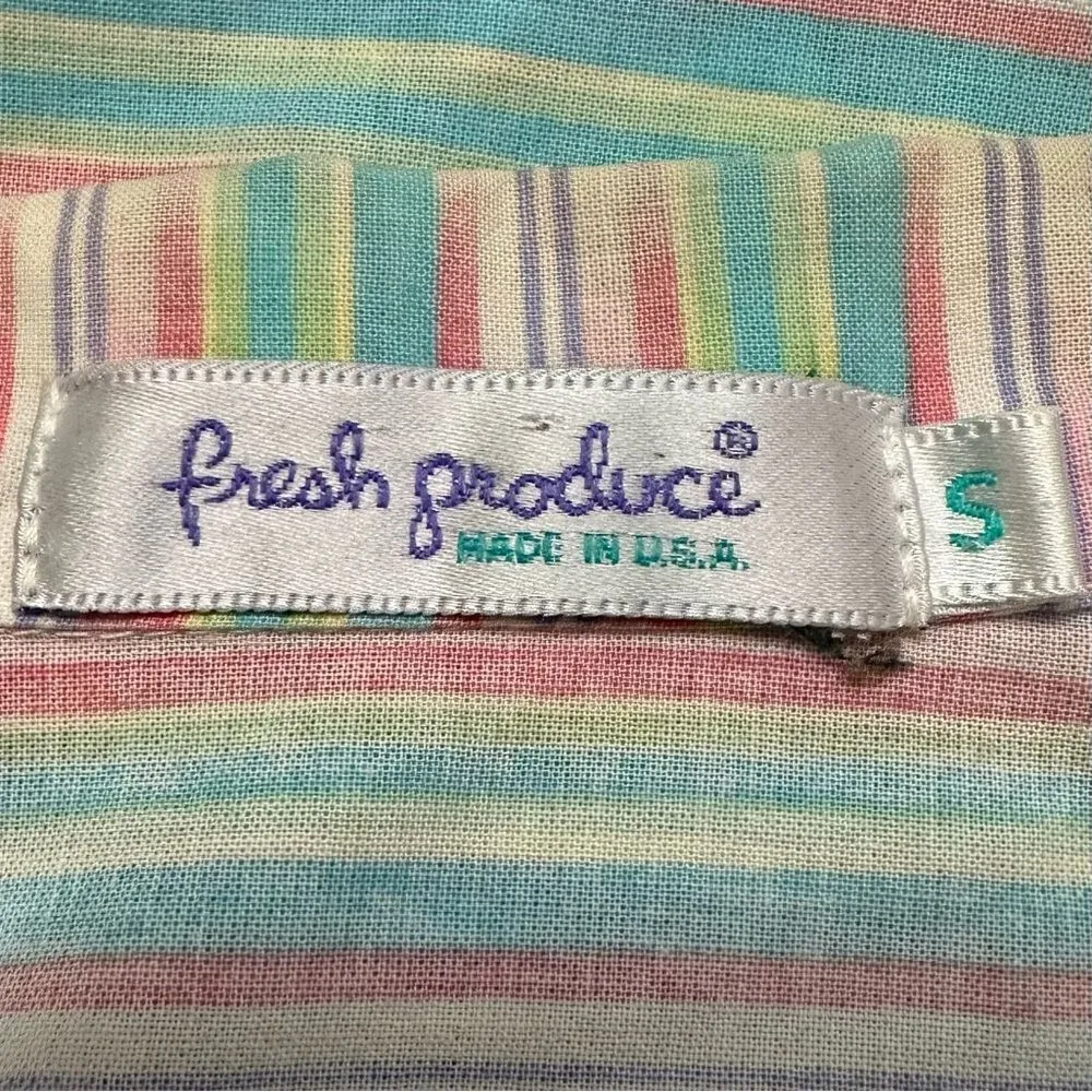 Fresh Produce 100% Cotton Multicolor Striped Sleeveles Button down Shirt - Image 9