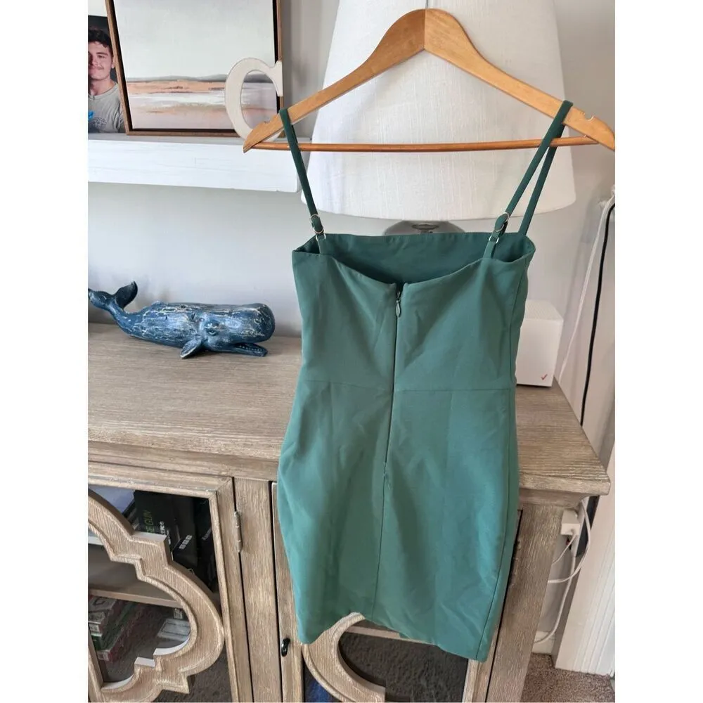 NWOT Nookie Billie Square Neck Fitted Bodycon Cocktail Mini Dress Khaki Green Si - Image 7