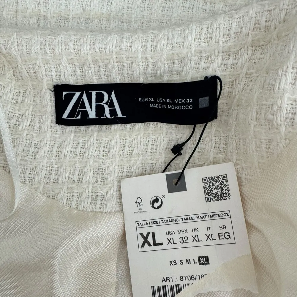 Zara - NWT Elegant Cream Textured Blazer Jacket Sz XL - Image 8