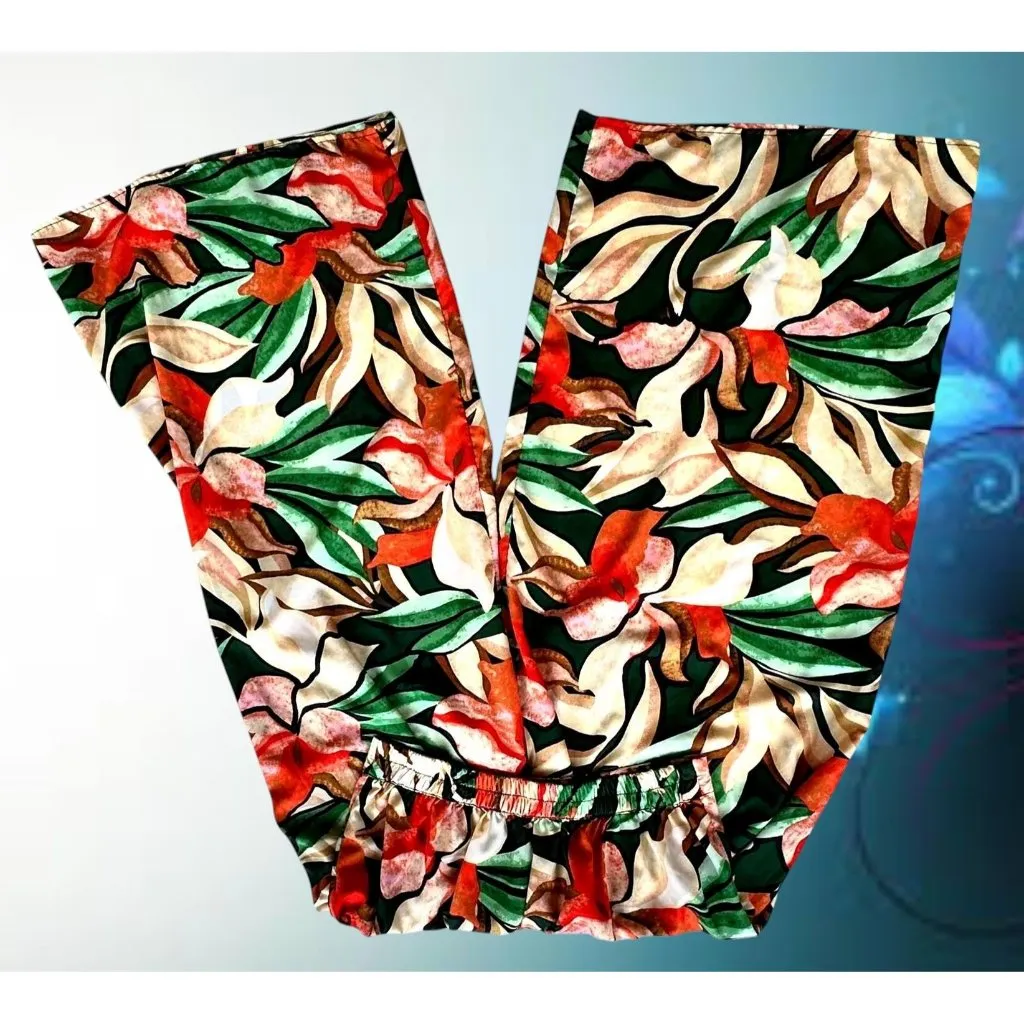 Moon Orchid Palazzo Pants Medium Abstract Festive High Waist Cruise Islands EUC Orange Size undefined - Image 8