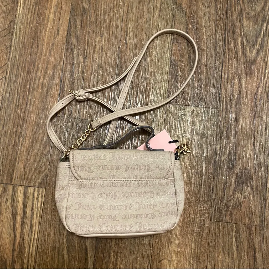 Juicy Couture Crossbody Bag Purse Tan Beige Gothic Dots Cafe Flawless Flap NWT - Image 6