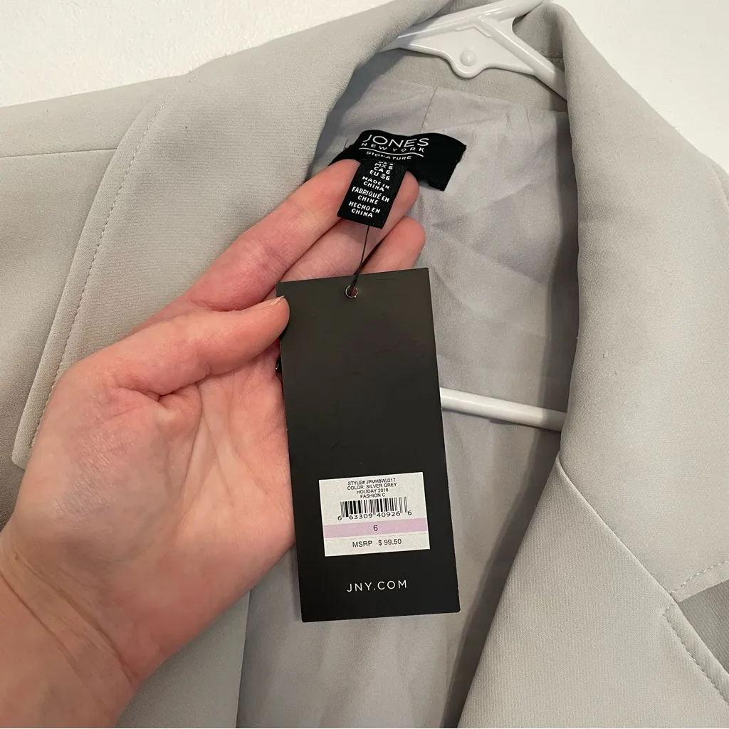 NEW NWT JONES NEW YORK SIGNATURE JNY Light Gray Open Notch Lapel Blazer Jacket 6 - Image 4