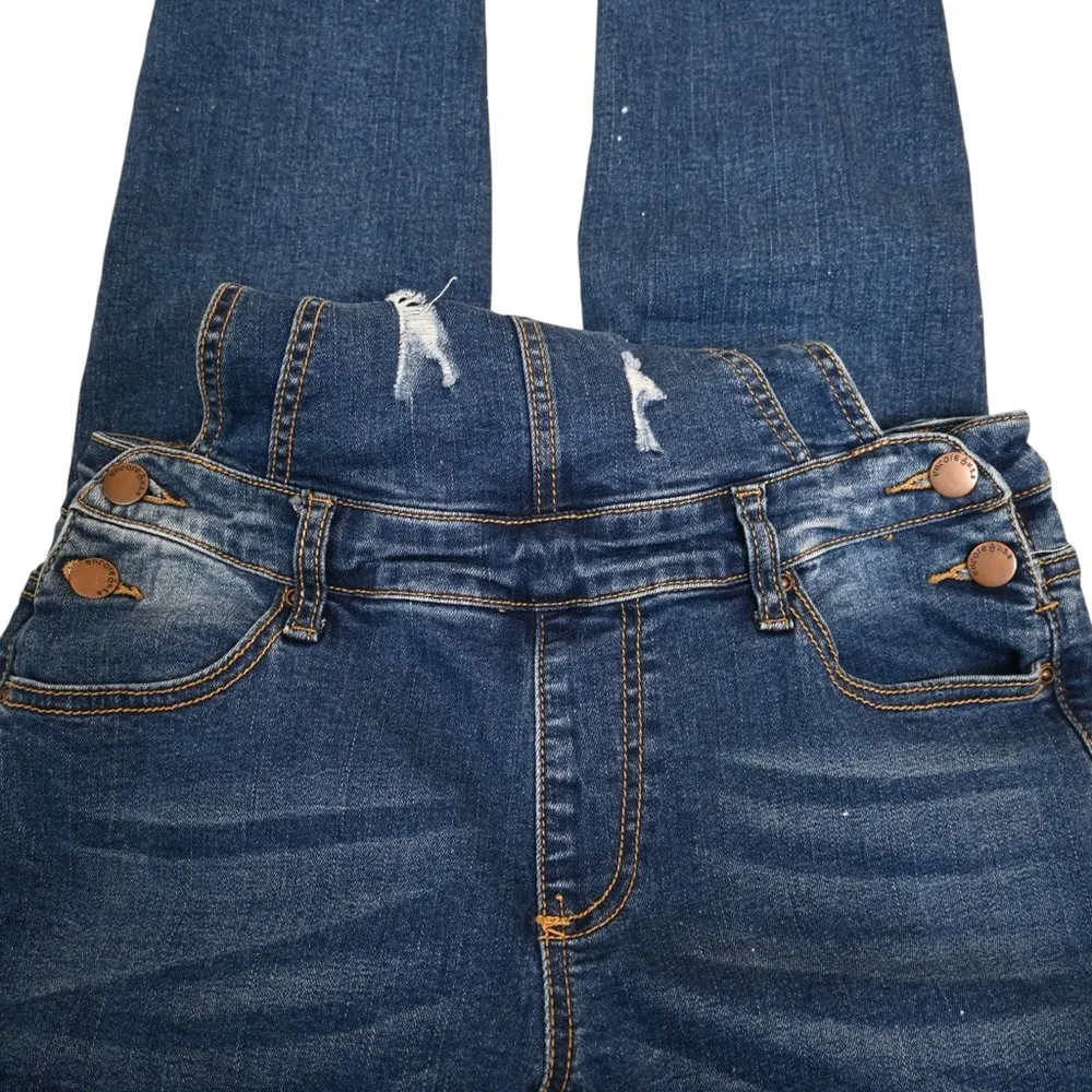 Encore Womens 9 Denim Distressed Overalls - Image 9