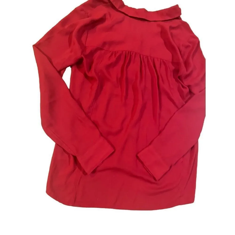 ANTHROPOLOGIE MAEVE Red Chevron Inlay Popover Top Blouse Sz. 4 - Image 7