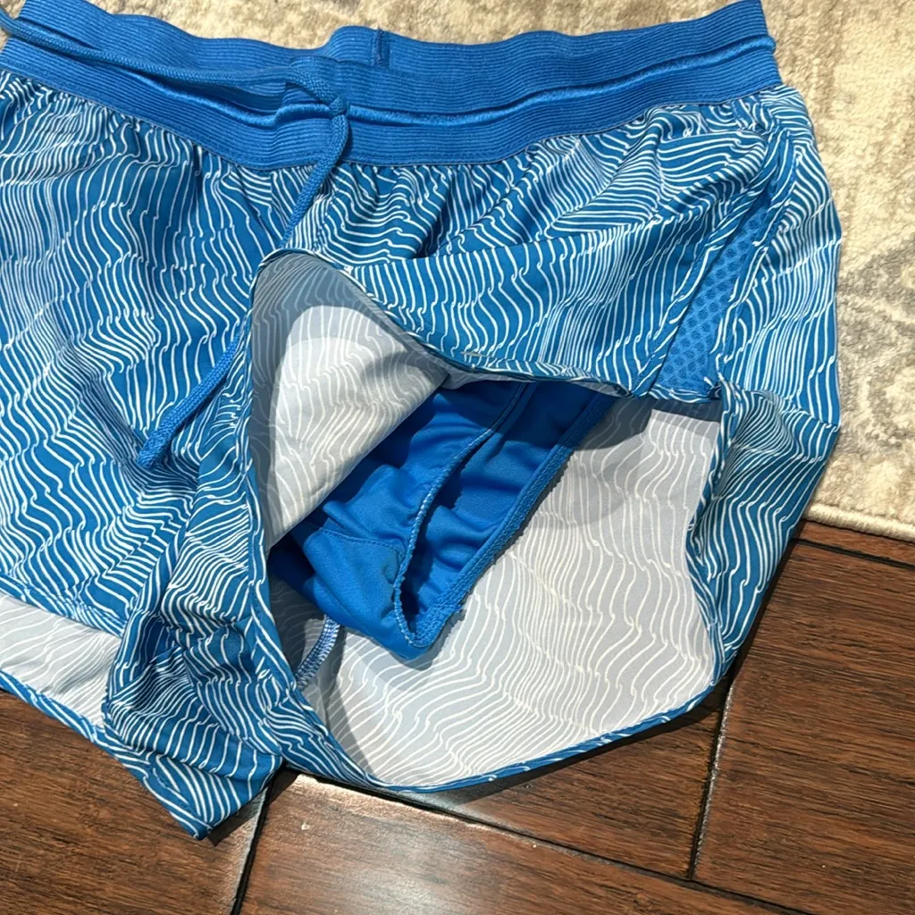 NIKE DRI FIT BLUE & WHITE ATHLETIC  RUNNING SHORTS - Image 4