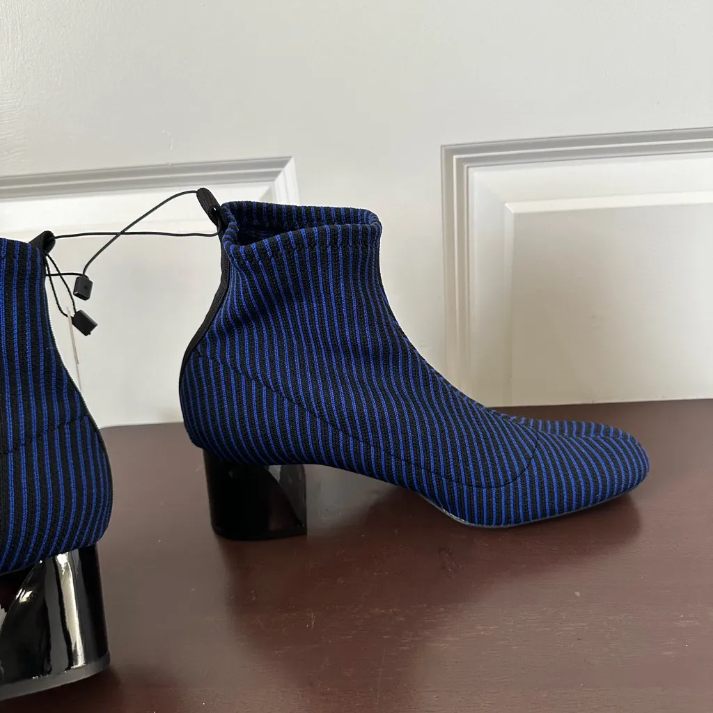 Zara Trafaluc Contrasting Blue/Black Sock Ankle Boots Size 39 (US 8) New - Image 4