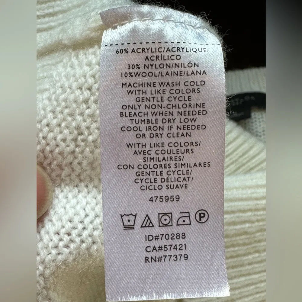 Ann Taylor Cream Sheer Knit Sweaters V Neck With Puff Poofy Balloon Sleeves Sz M - Image 12