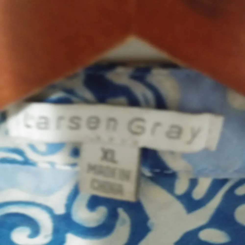 Larsen Gray XL All Over Floral Blue Creme Tunic Top Plus Size 16 - Image 5