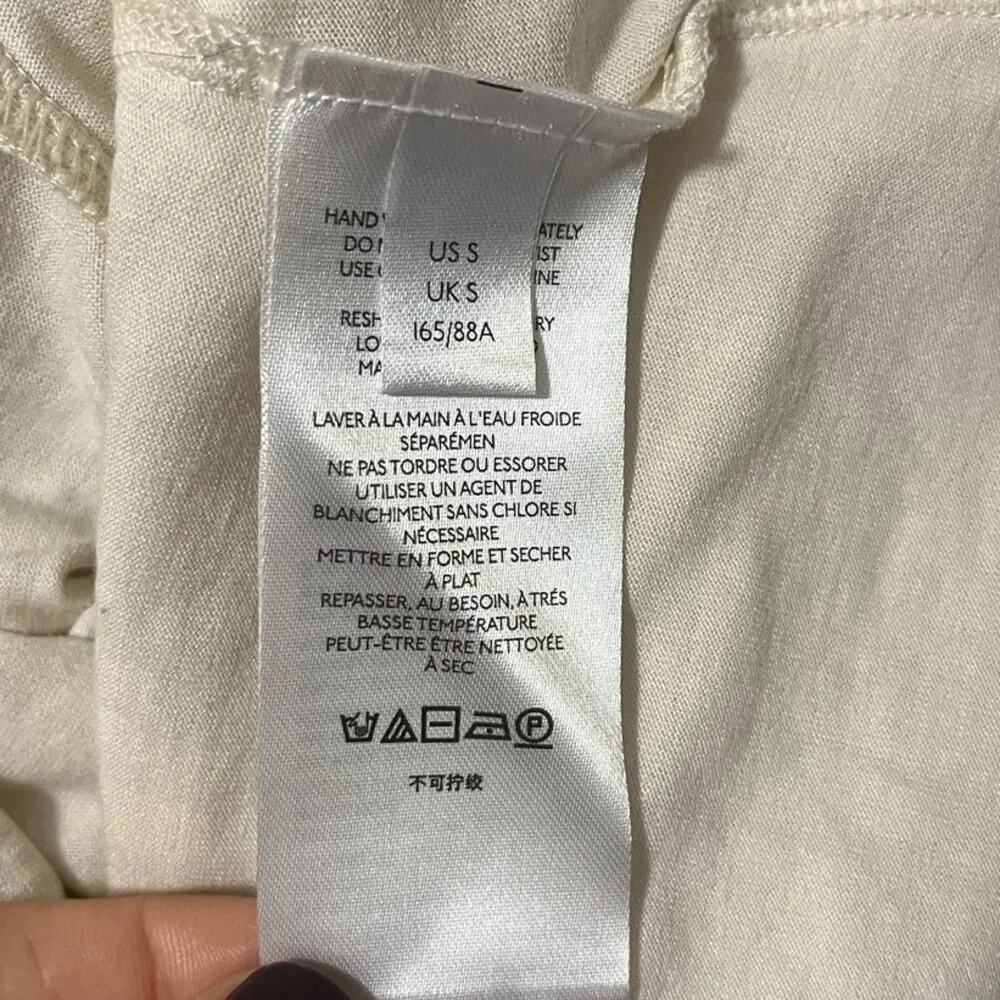 Anthropologie Ruffled Pointelle Knit Mini Dress Square Neck Ivory Cream Womens S - Image 10