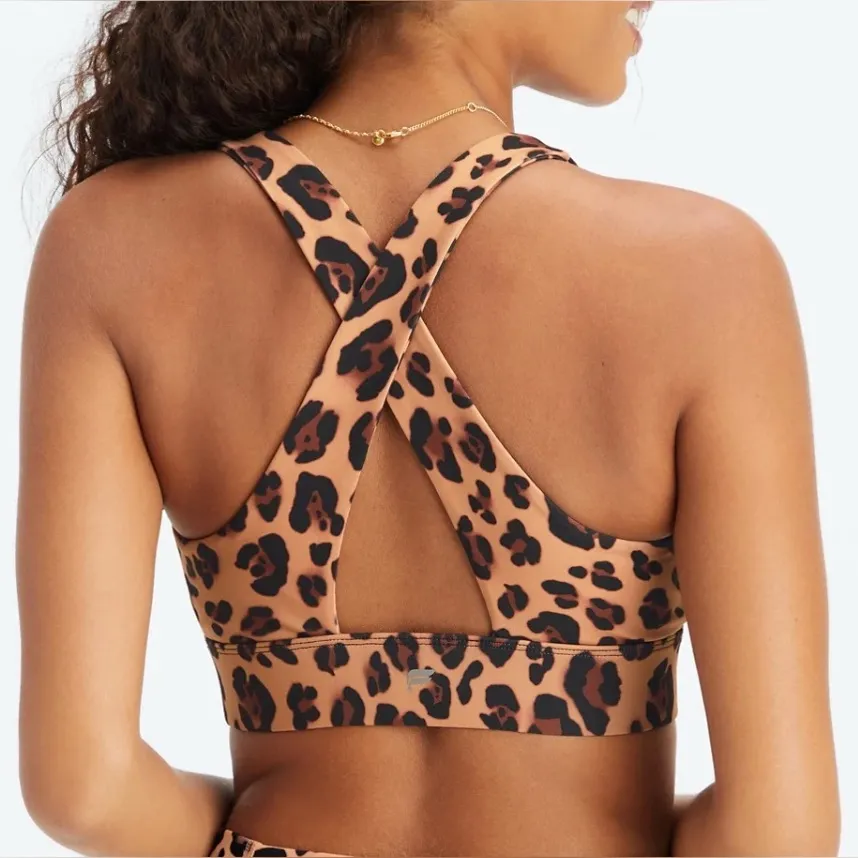 Fabletics Oasis Twist Medium Impact Sports Bra Leopard Print - Image 3