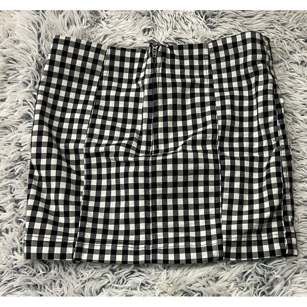 Free People‎ Black White Checkered Skirt Size 8 - Image 3