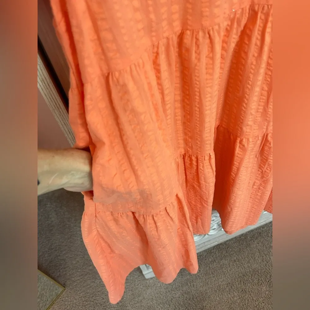 A New Day peach color Flutter Short Sleeve Tiered babydoll dress XS NWT spring - Image 5