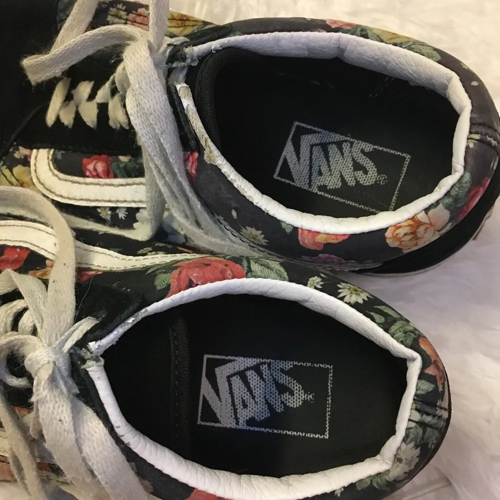 VANS Old Skool Black White Floral Lace Up Unisex Sneakers Men’s 7, Women’s 8.5 - Image 9