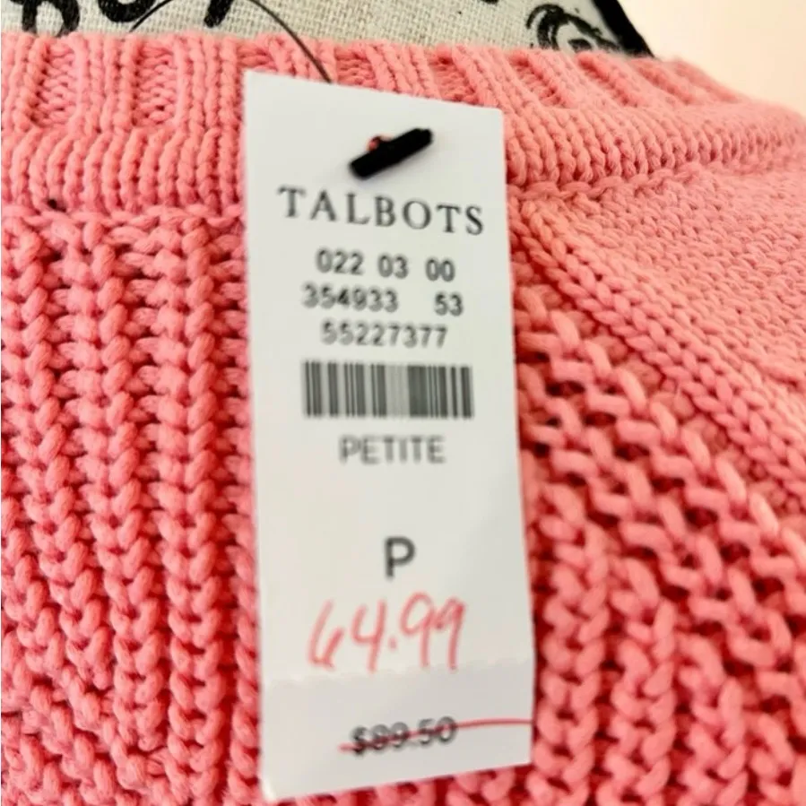 NWT Talbots Textured Swirl Knit Pointelle Scalloped Edge Sweater Size S/P💛 - Image 9