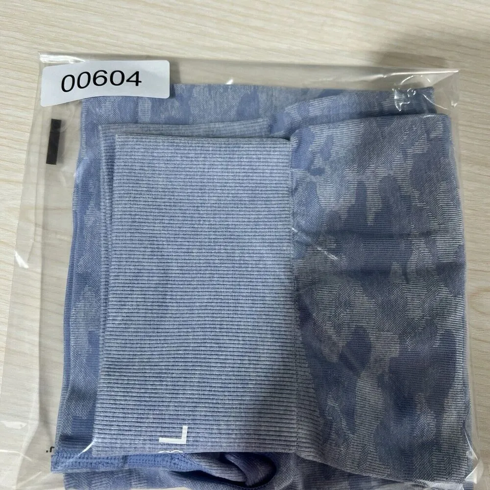 AYBL Seamless Blue Camo Bike Shorts Workout Yoga Athletic Medium - Image 9