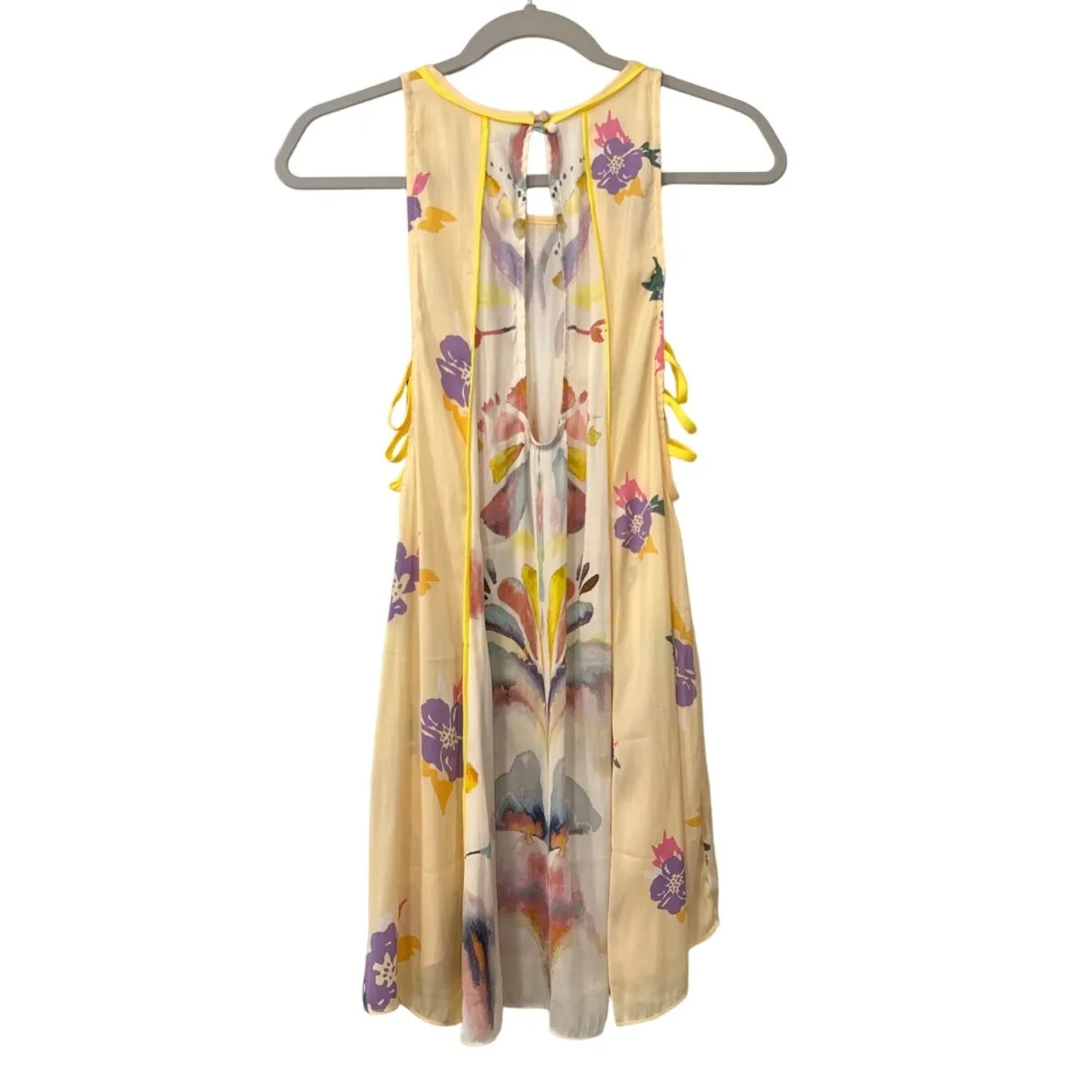 Free People Side Cut Out Flowy Floral Yellow Casual Dress Size Women's XS NWT - Image 2