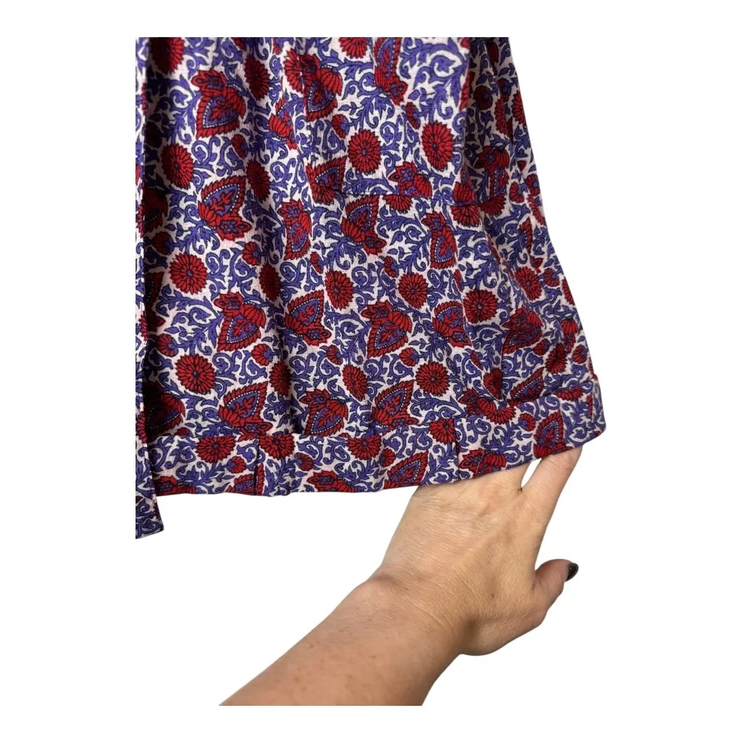 XIRENA Romper Women Small Red Blue Floral Cotton‎ Belted Grady NWT Boho Luxury - Image 10