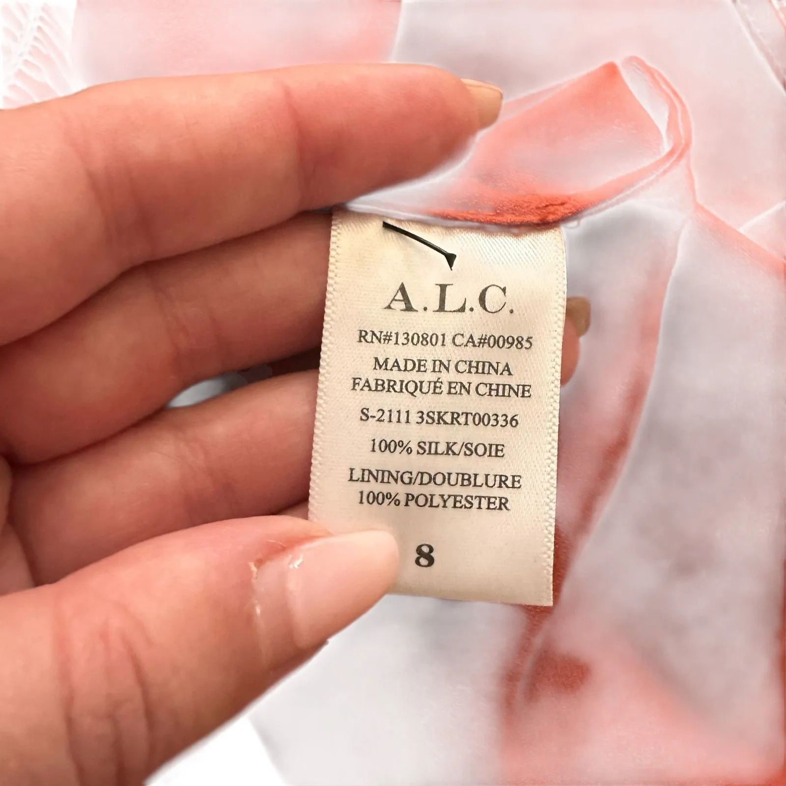 NEW NWT ALC Kade Floral Smocked Silk Mini Skirt Pink Sz 8 - Image 5