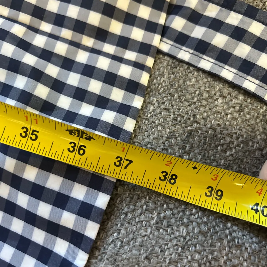 Talbots Navy Blue and White Checkered Trench Coat | Size 1X - Image 8