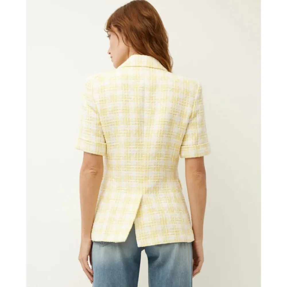 đź’•VERONICA BEARDđź’• Jenny Tweed Dickey Jacket ~ Pale Yellow White 0 NWT - Image 5