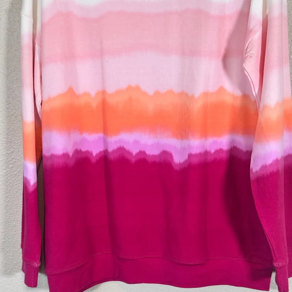 Athleta Pink White Tie Dye Pullover Sweater Womens MT Casual Cozycore Colorful - Image 2