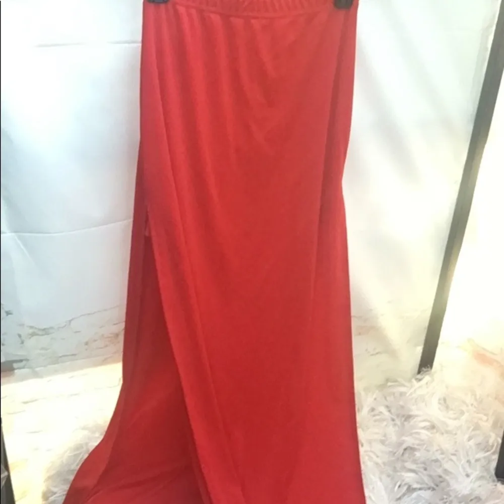 Vintage Women’s Contrast Red and White Maxi Skirt Single Button Jacket Set Size M - Image 6