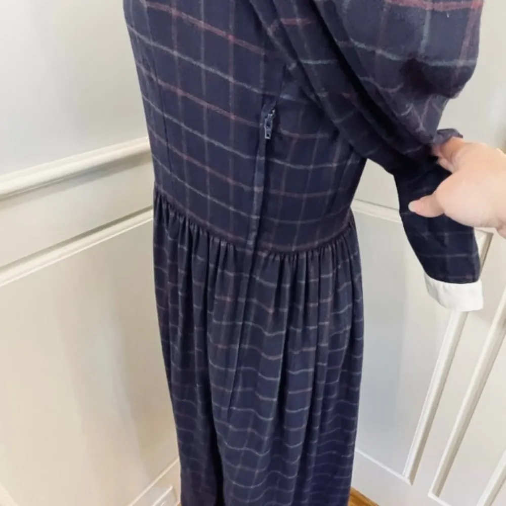 Laura Ashley Viyella 80's Wool Plaid Shirt Dr… - Image 11