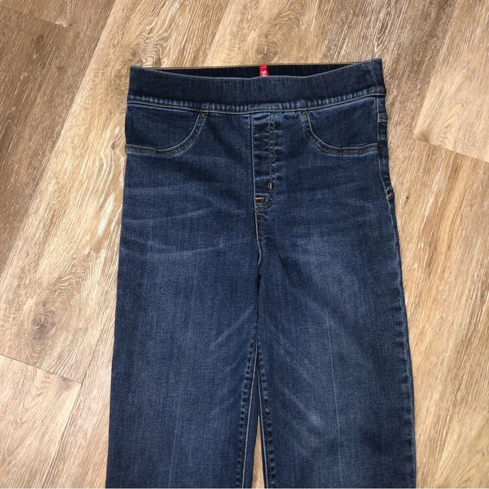 Spanx Cropped Two Tone Denim Flare Jeans Small EUC - Image 6