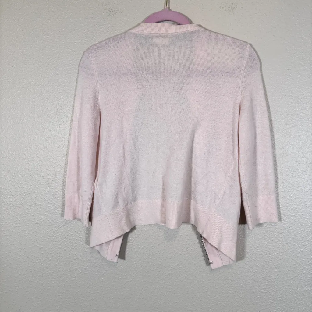 Kate Spade Pale Pink Rhinestone Studded Open Front Cardigan Sweater Womens XS - Image 4