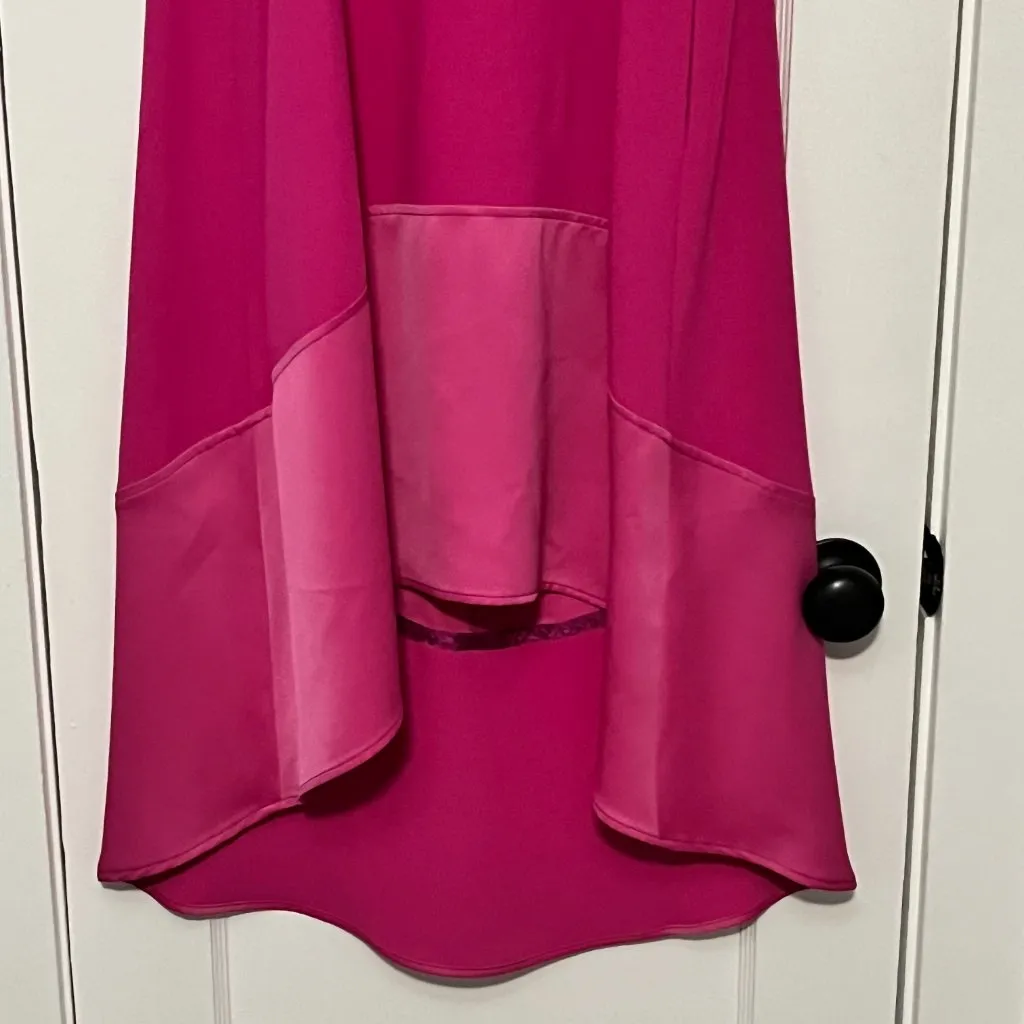 Trina Turk Cayden tank midi dress high low hot pink pockets size small lagenlook - Image 6