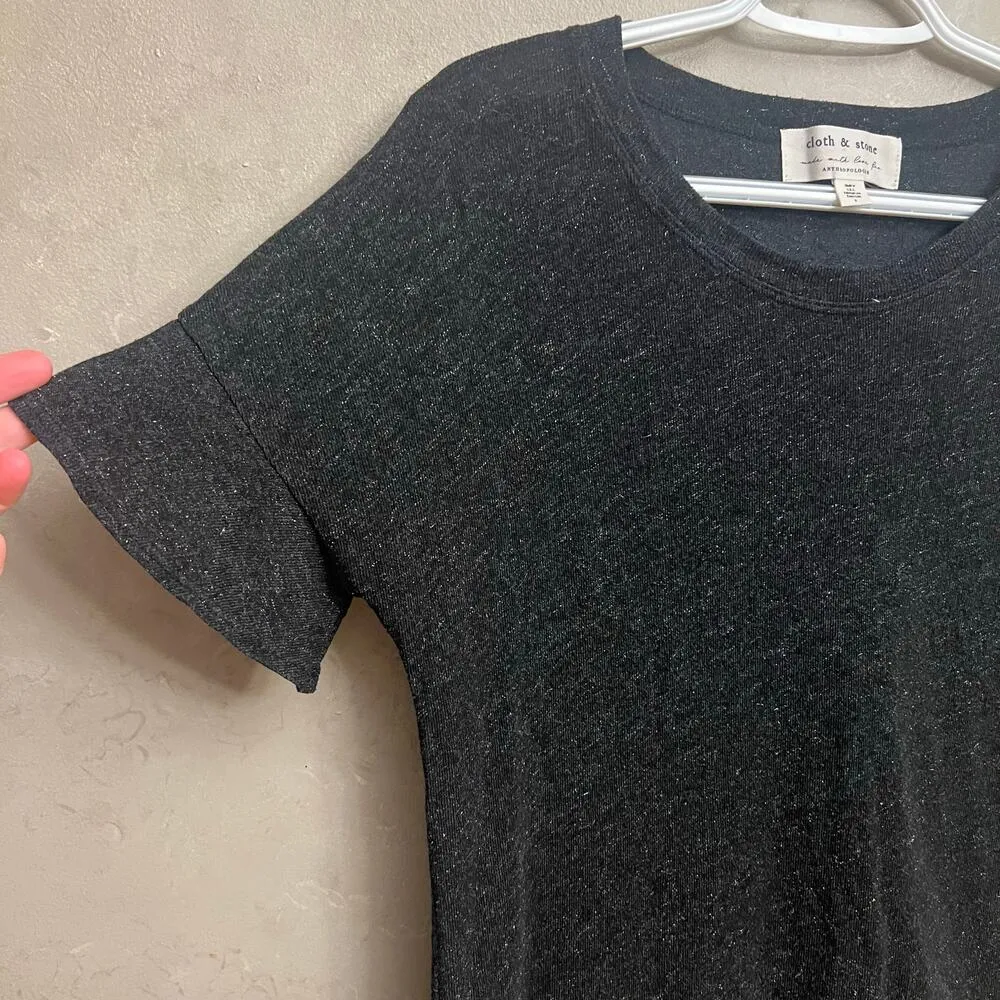 Cloth & Stone Anthropologie Black Short Sleeve Shirt Women's Small - Image 2