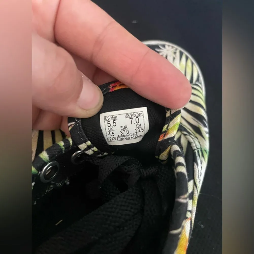 Vans Womens Black Tropical Palm Floral Print Sneakers M 5.5/W 7 - Image 8