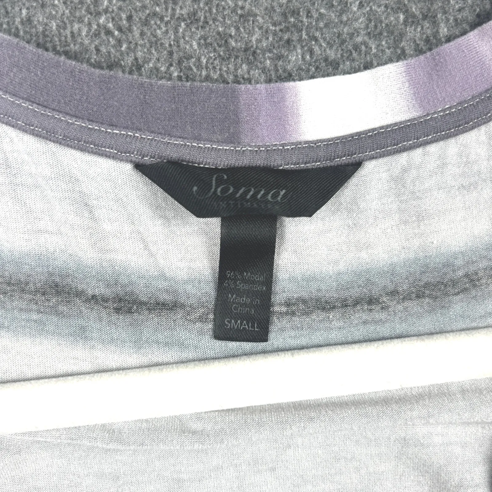 Soma Cool Nights Purple Striped Sleeveless Sleepshirt‎ Gown Lounge Comfy Small - Image 4