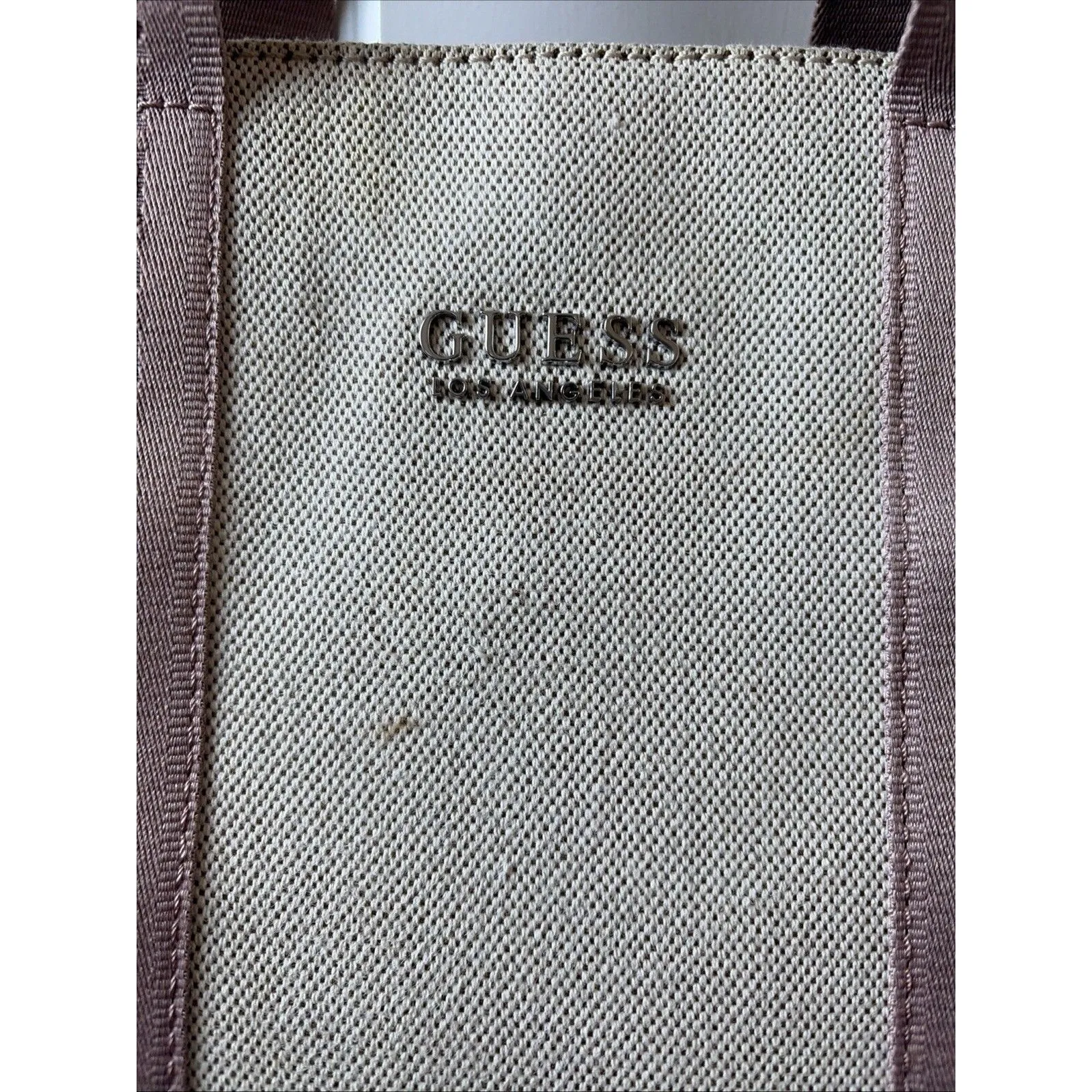 GUESS Talman Carryall Powder Beige Pink Tote Travel Shoulder Canvas Bag - Image 3