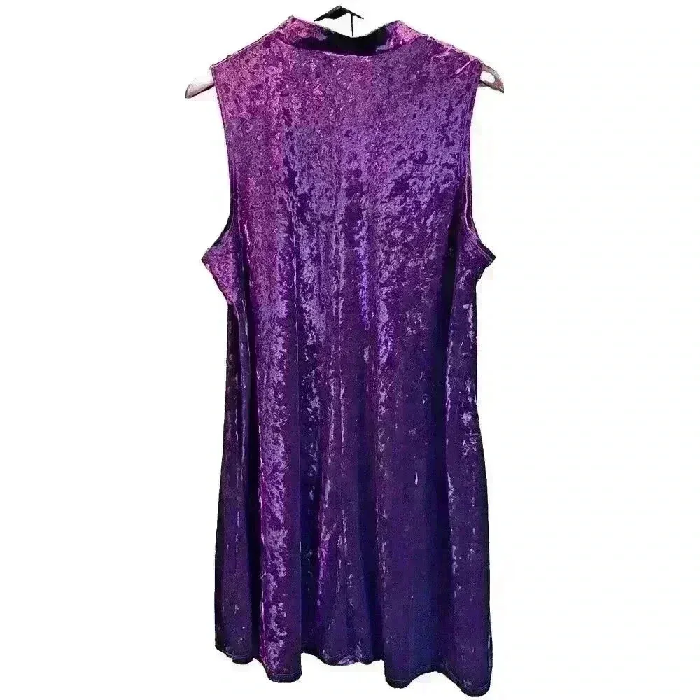 Signature Studios Burgundy Velvet Sleeveless Mock Neck Dress Woman Plus Size 2XL Red - Image 4