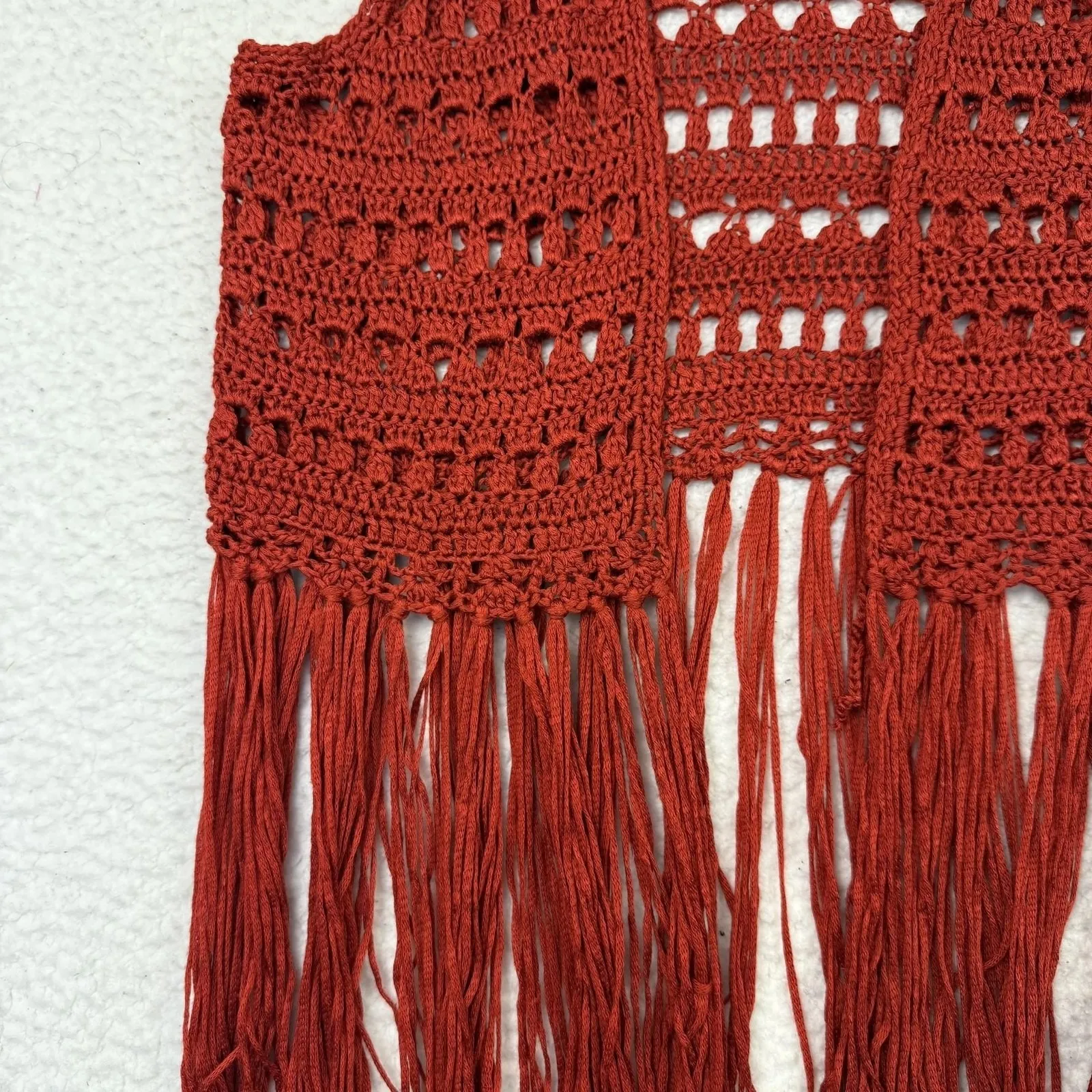 Umgee‎ Cutout Western Bohemian Boho Fringe Crochet Cardigan Vest Womens Size S - Image 5