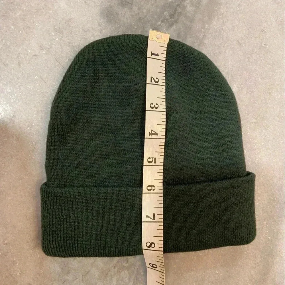 Women’s Green Knit Winter Beanie Embroidered Buck Stag Deer Logo Woodland Toque - Image 3