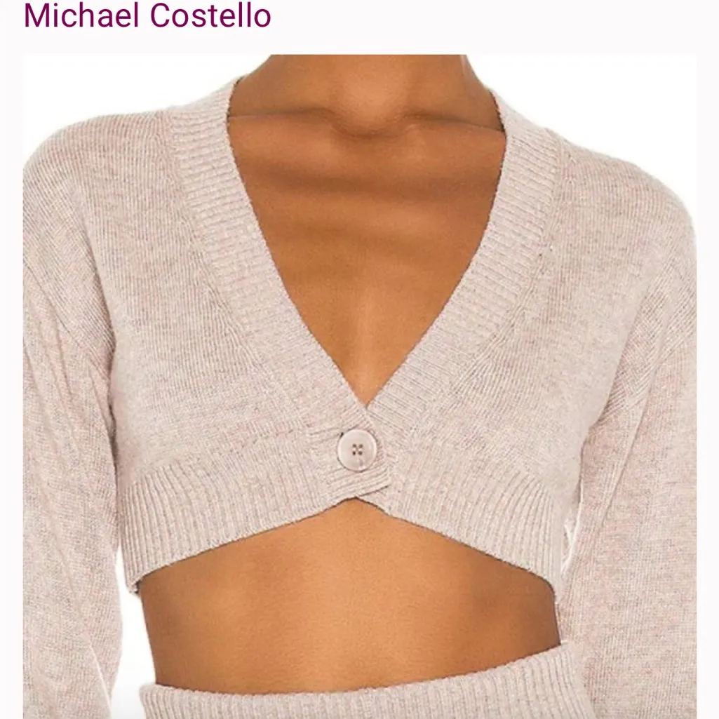 Michael Costello X Revolve Natural Cropped Cardigan Sz XXS - Image 2