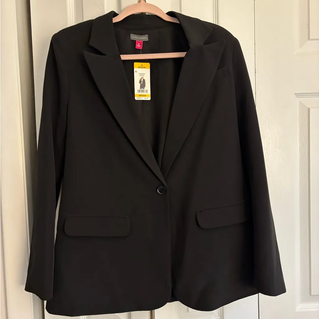 Vince Camuto Black Single-Button Blazer $100 OFF MSRP Size Medium NWT Classic! - Image 3