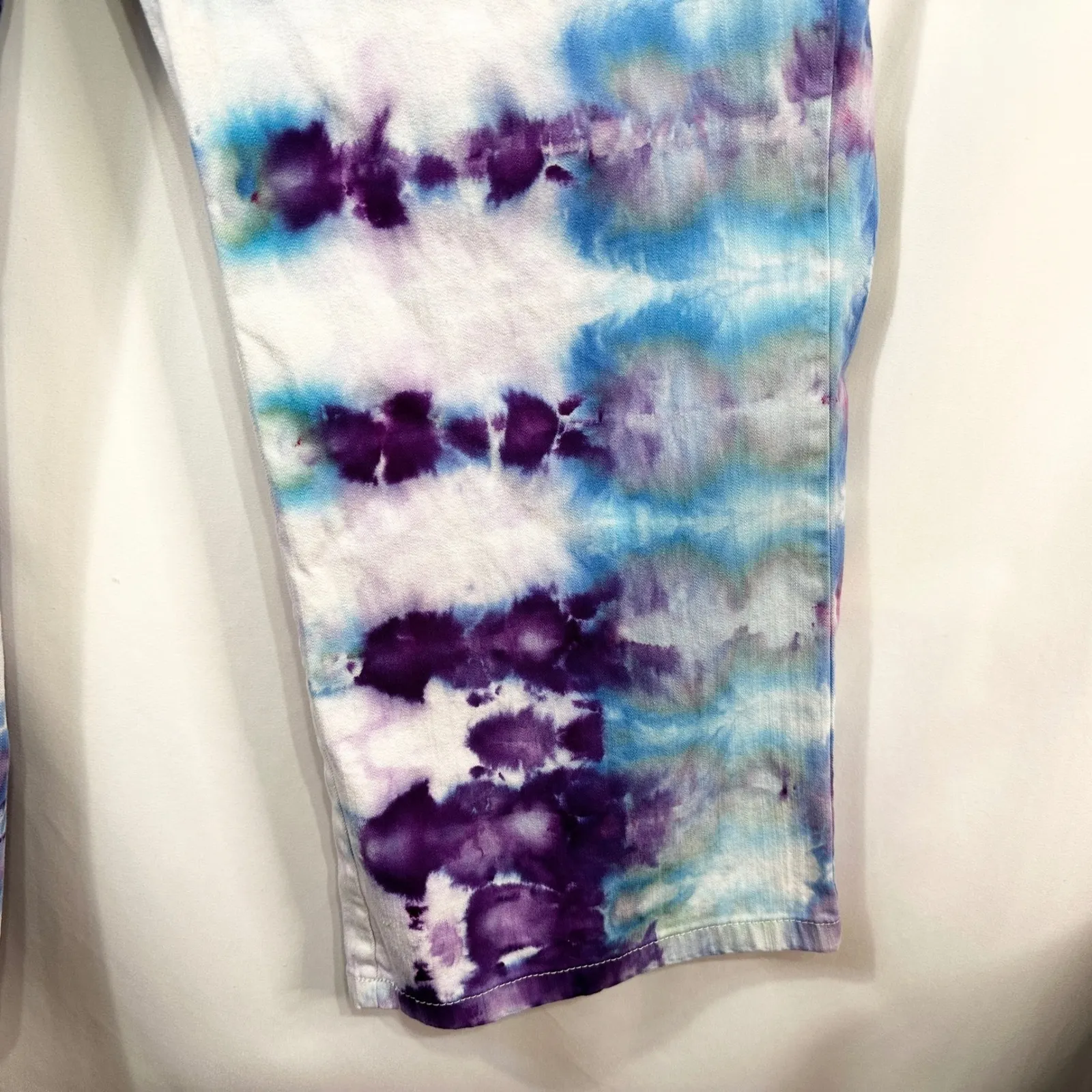JMS Just My Size Plus Size 26WP Jeans Handmade Tie Dye Bootcut Purple Blue 670 - Image 8