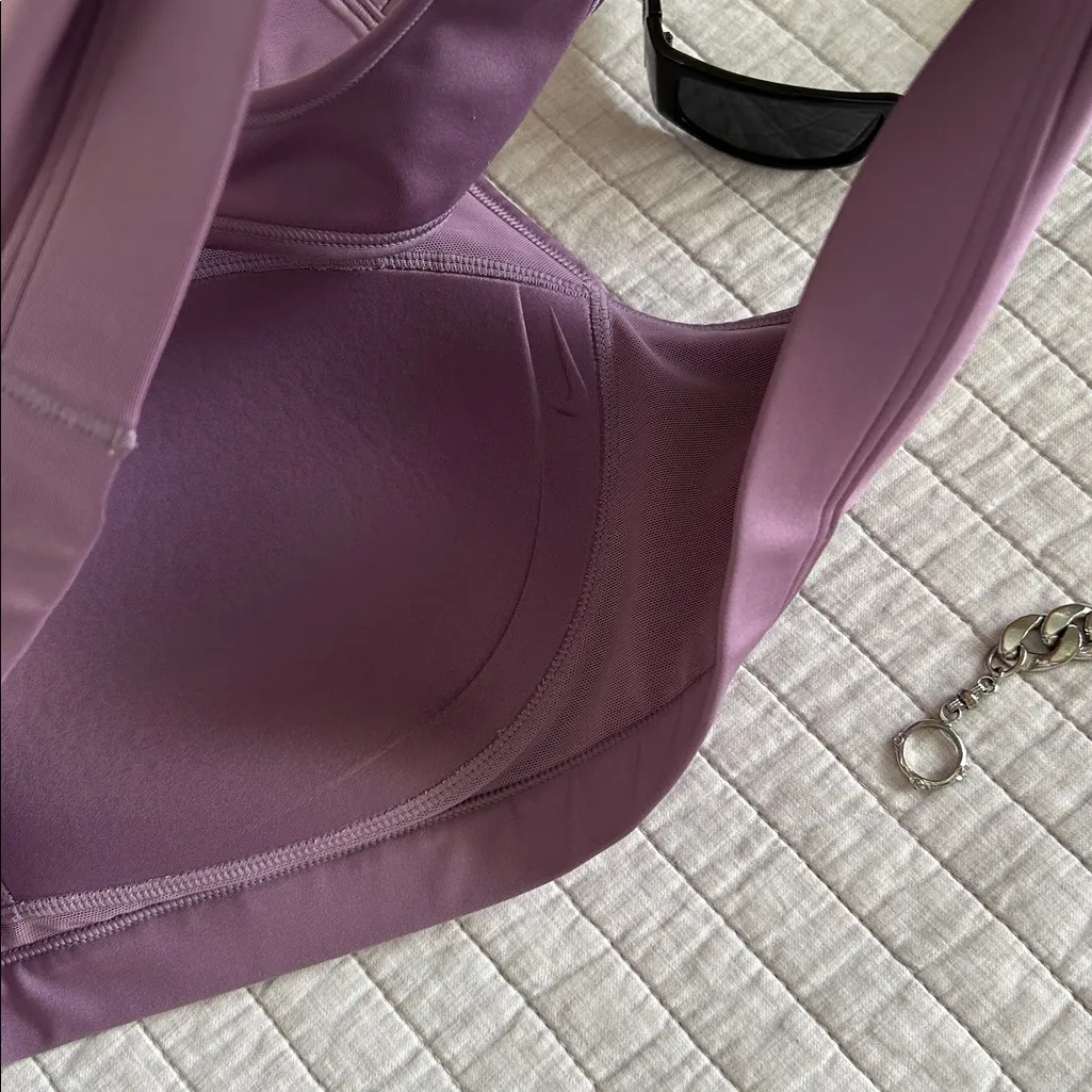 Nike swoosh dryfit padded plum logo front sports bra XXL - Image 5