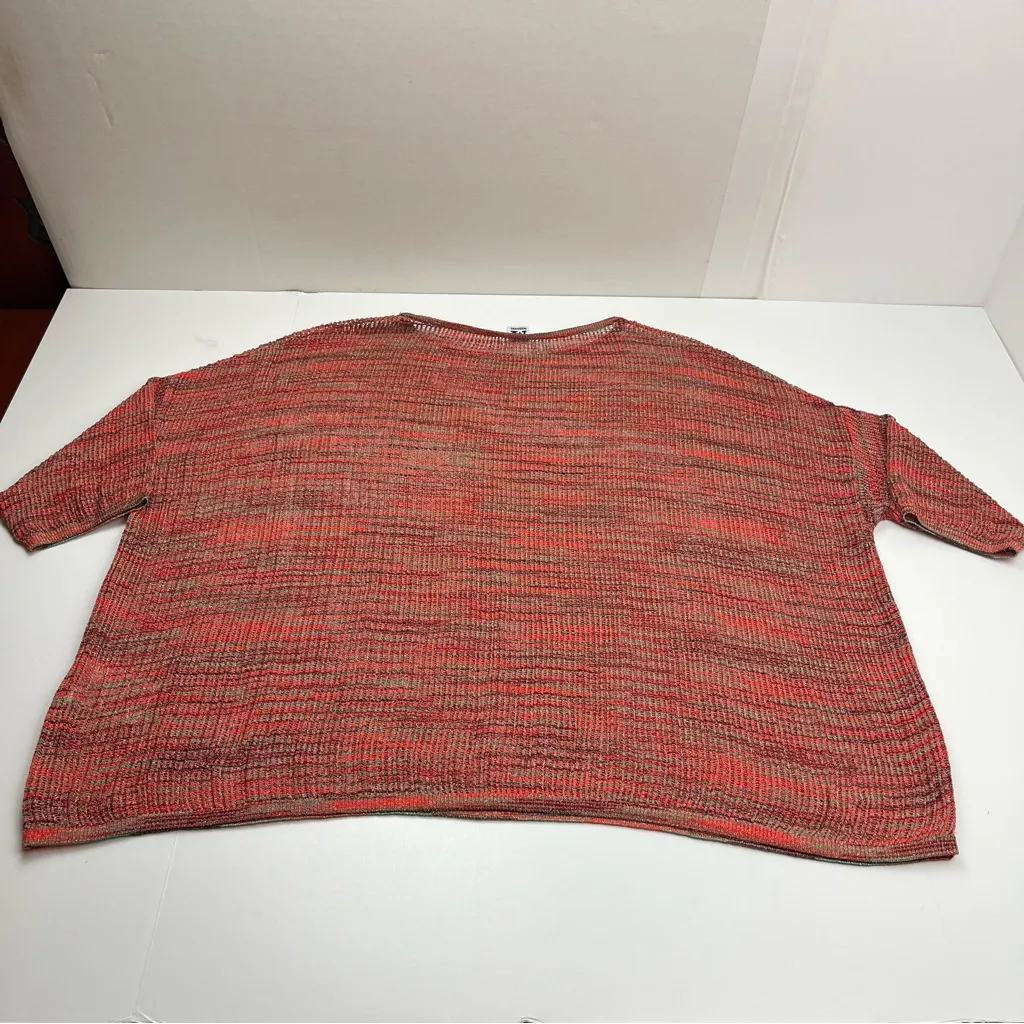M Missoni Multicolor Red Metallic Open Knit Popover Top Womens Size Large Y2K‎ - Image 11