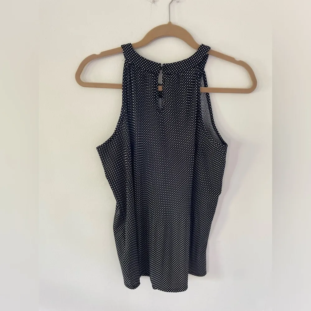 Joan Vass Black with White Polka Dots Halter Neck Pleated Sleeveless Top S/P - Image 5