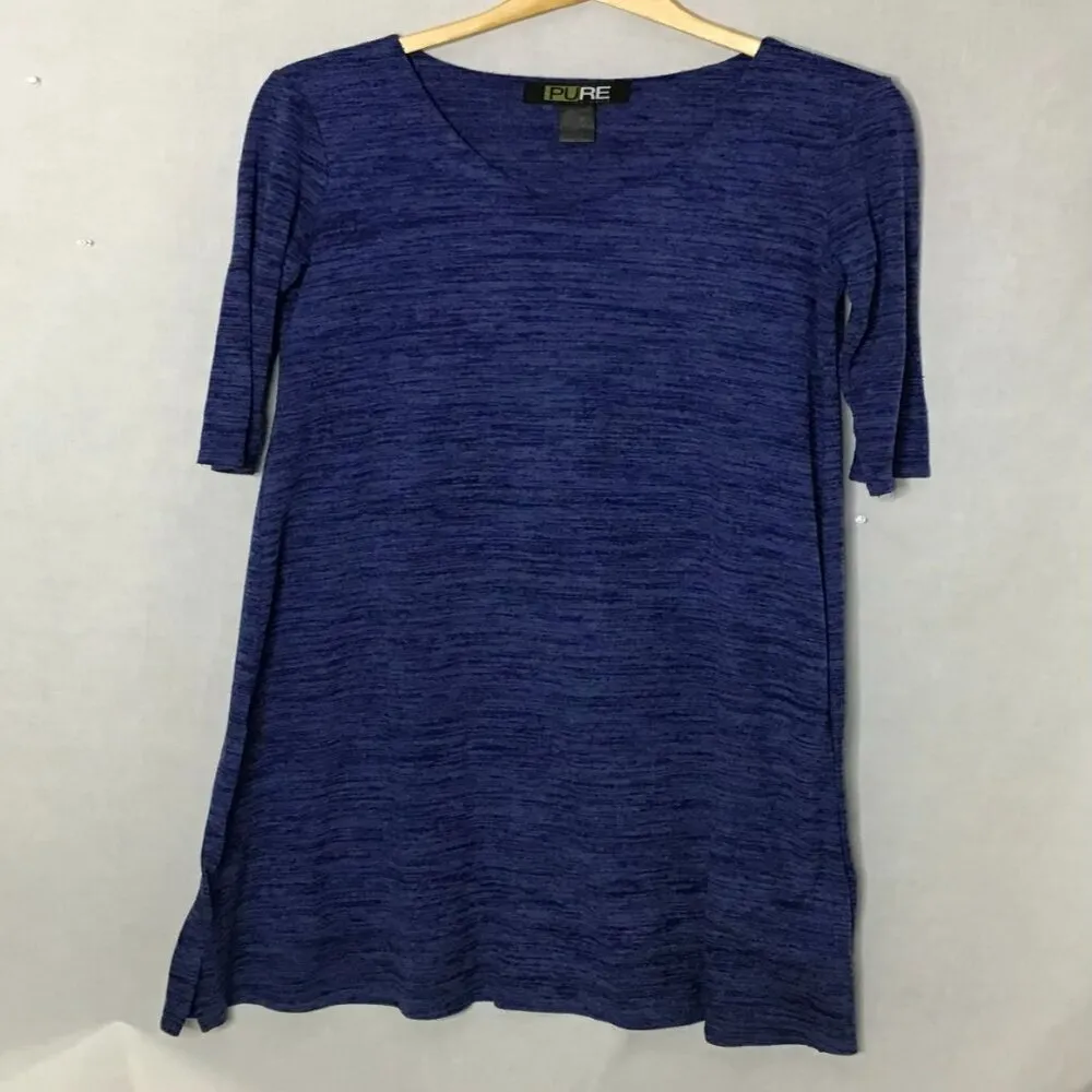 Pure‎ Essence Womens Solid Blue V - Image 2