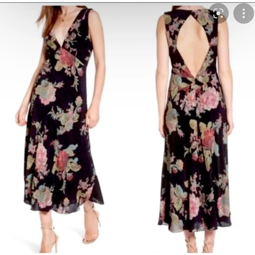 Revolve Privacy Please Deep V-neck Maxi Floral Open Back Dress Size Medium - Image 3