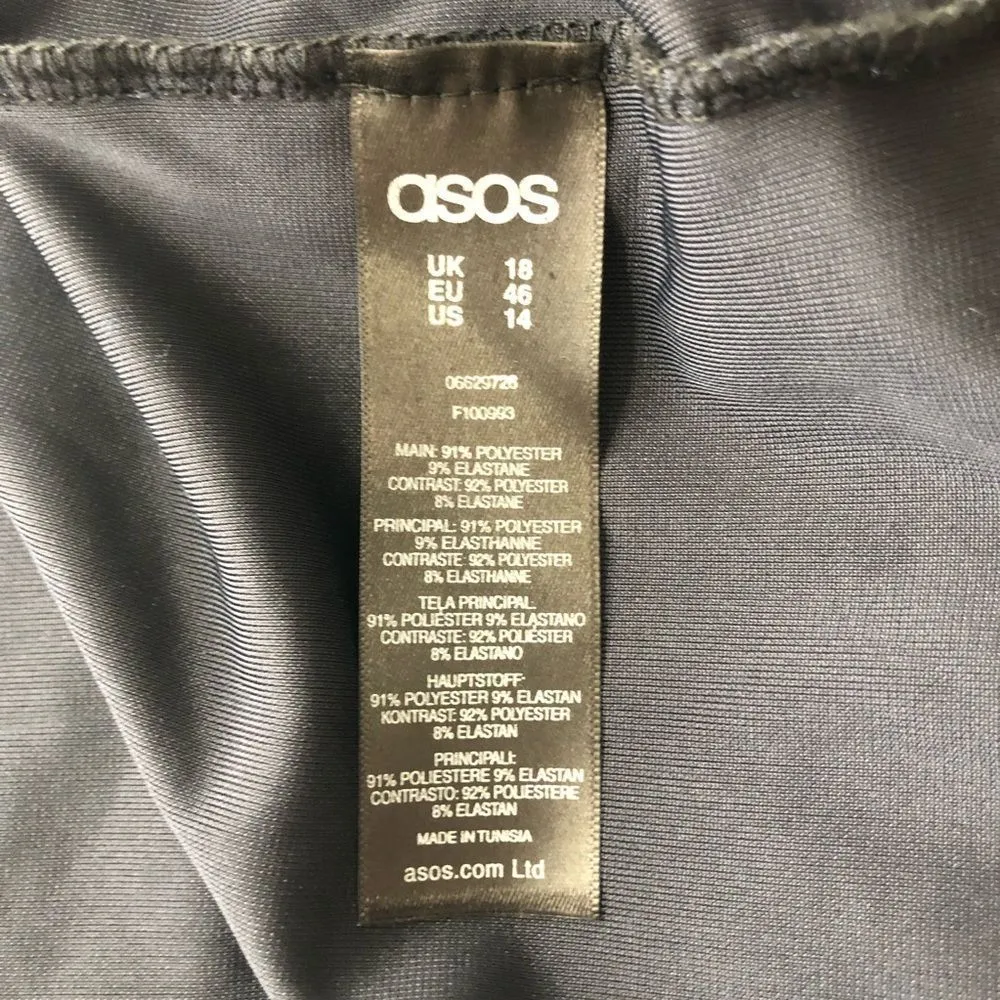 ASOS Velvet & Lace Navy Black Long Sleeve Bodycon Mini Dress size 14 NWT - Image 11